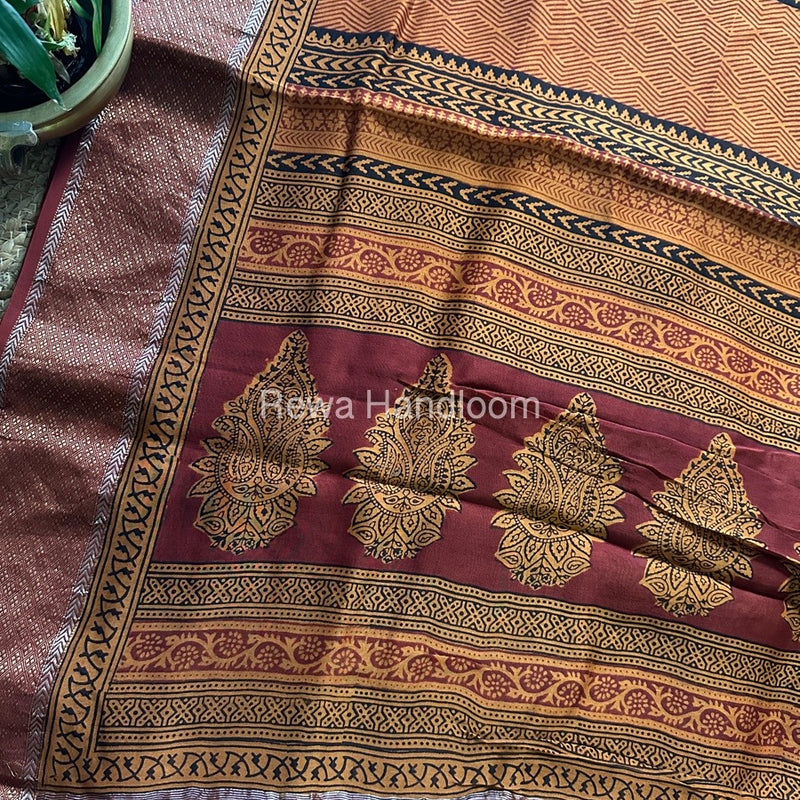 Maheshwari Maroon Bagh Print Saree BPSS033