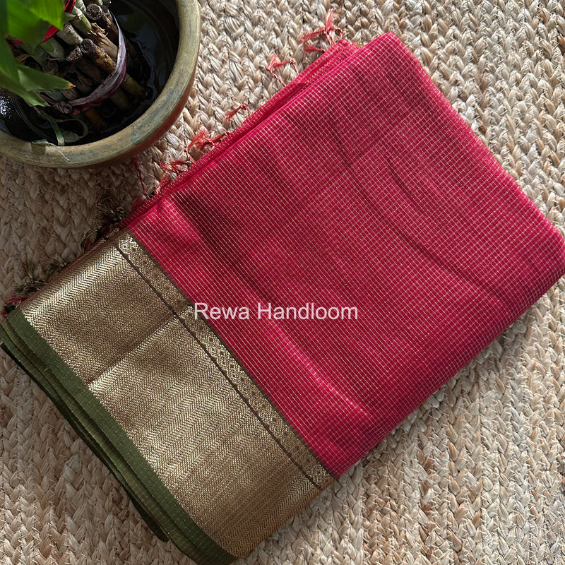 Exclusive Maheshwari Rani Pink Tissue Silk Saree ZTS0167
