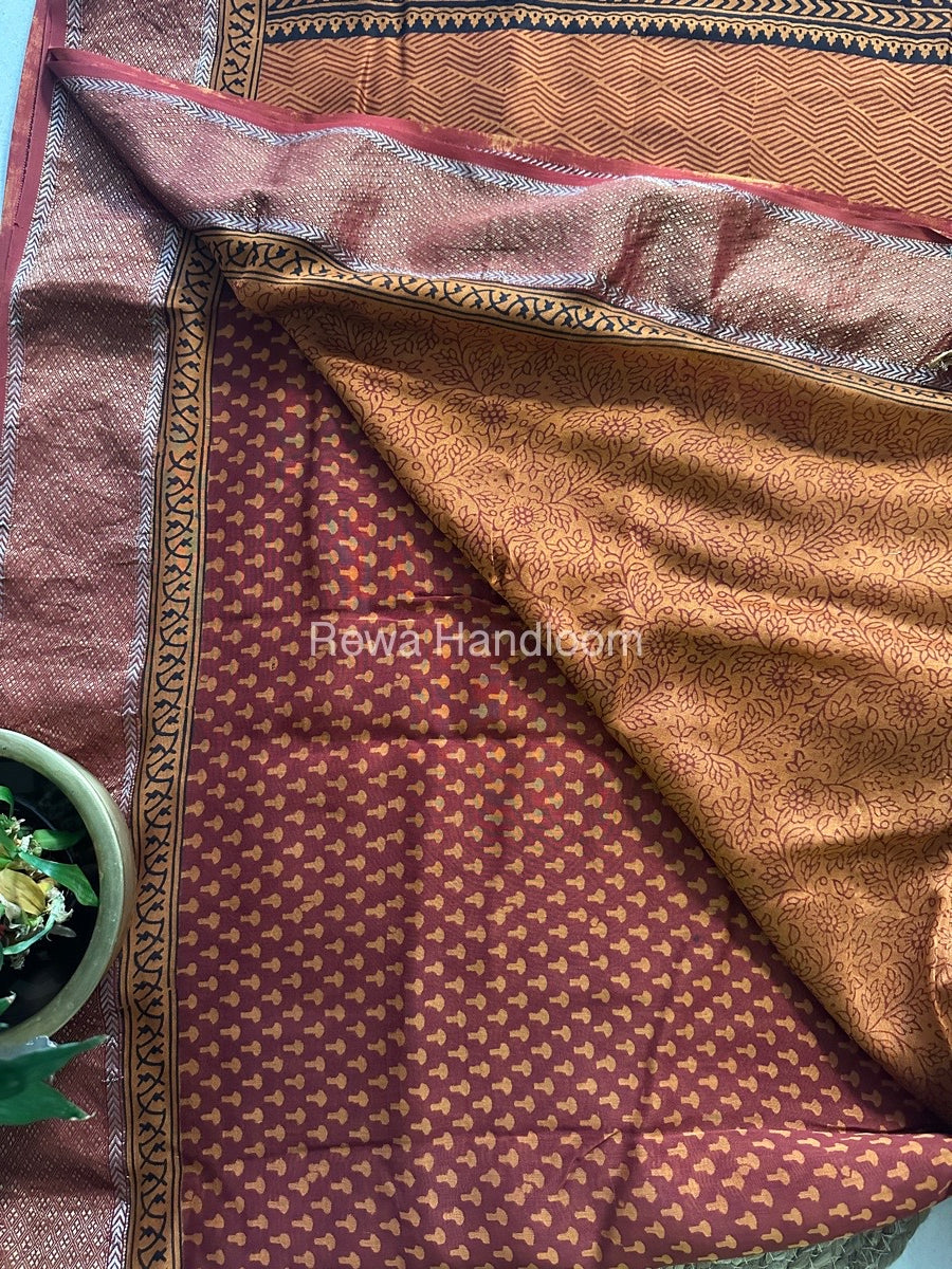 Maheshwari Maroon Bagh Print Saree BPSS033