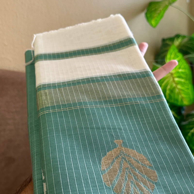 Maheshwari Sea Green - White Katan Top Dupatta Sets