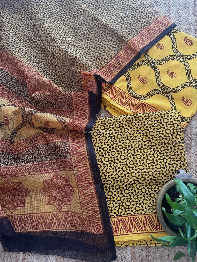 Yellow Bagh Print Cotton Suit KDS07