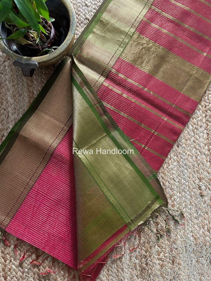 Exclusive Maheshwari Rani Pink Tissue Silk Saree ZTS0167