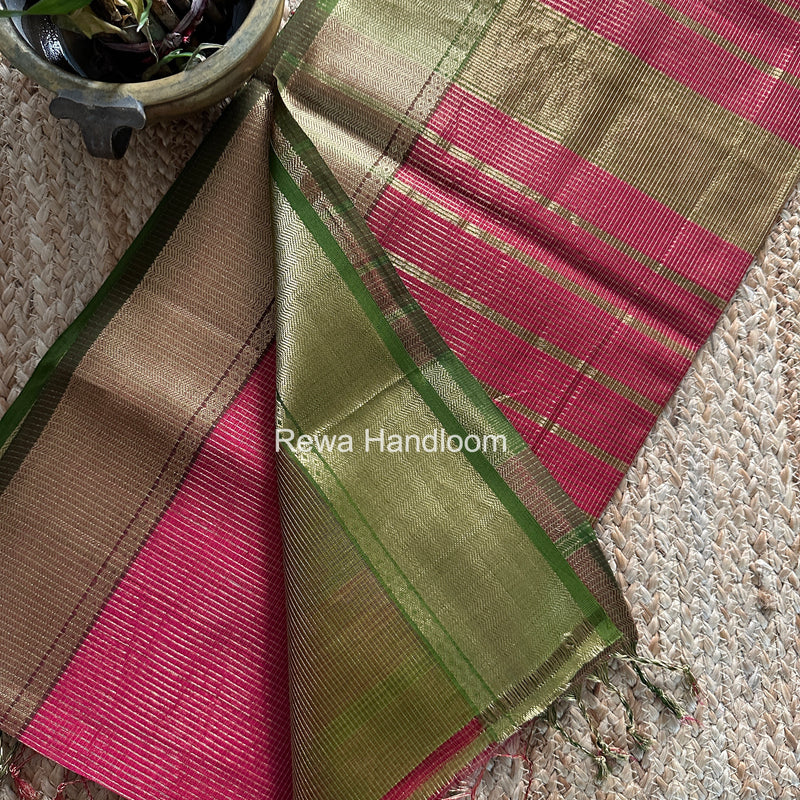 Exclusive Maheshwari Rani Pink Tissue Silk Saree ZTS0167