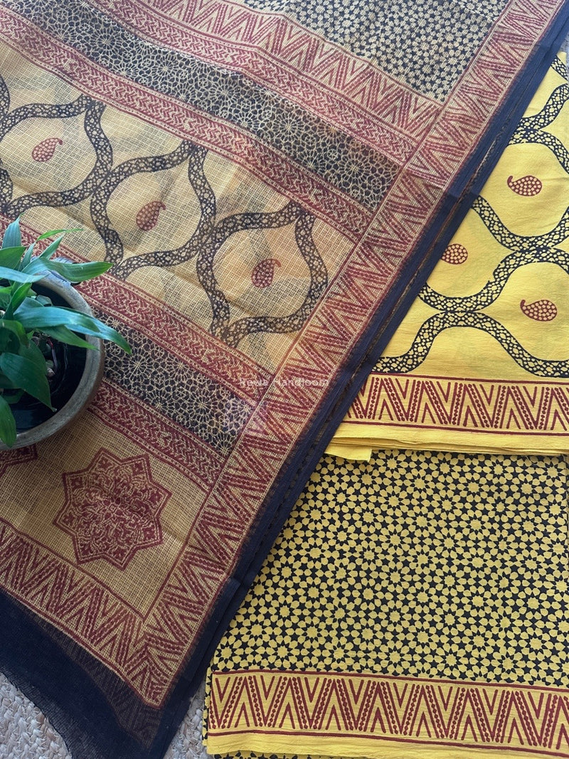 Yellow Bagh Print Cotton Suit KDS07