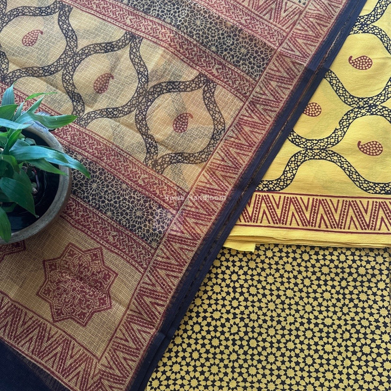 Yellow Bagh Print Cotton Suit KDS07