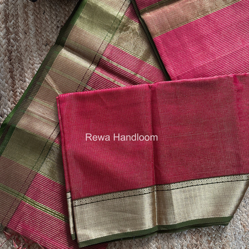 Exclusive Maheshwari Rani Pink Tissue Silk Saree ZTS0167