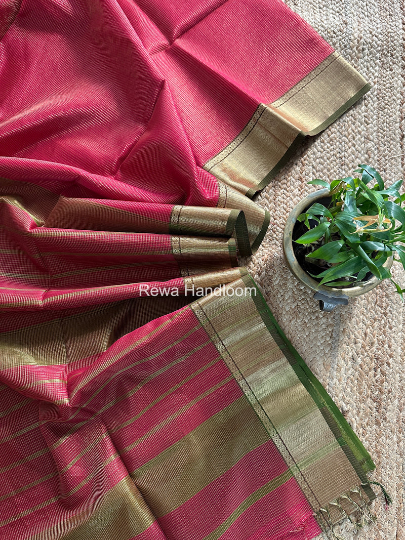 Exclusive Maheshwari Rani Pink Tissue Silk Saree ZTS0167