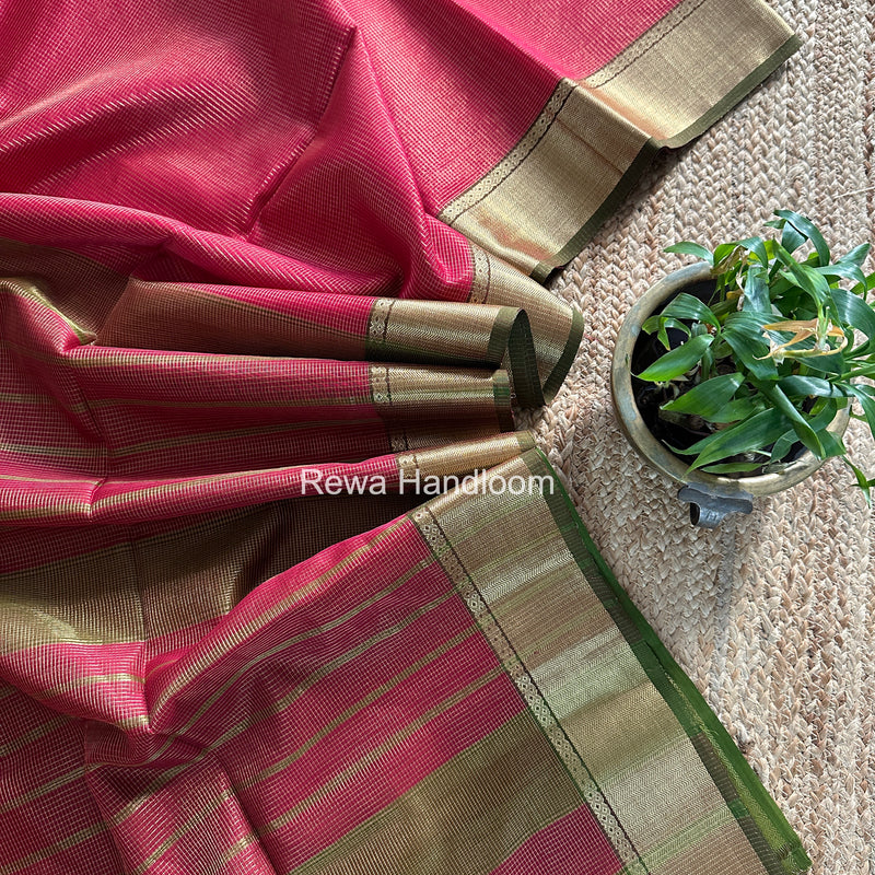 Exclusive Maheshwari Rani Pink Tissue Silk Saree ZTS0167