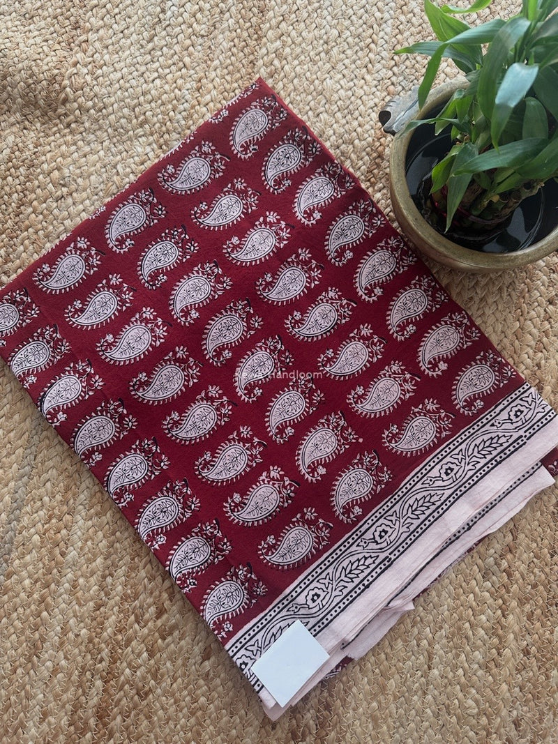 Red-White Bagh Print Cotton Suit KDS02