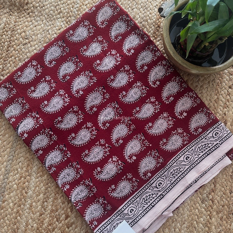 Red-White Bagh Print Cotton Suit KDS02