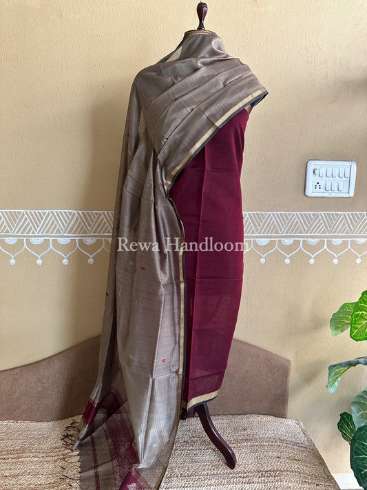 Maheshwari Patti Butti Top-Dupatta Set