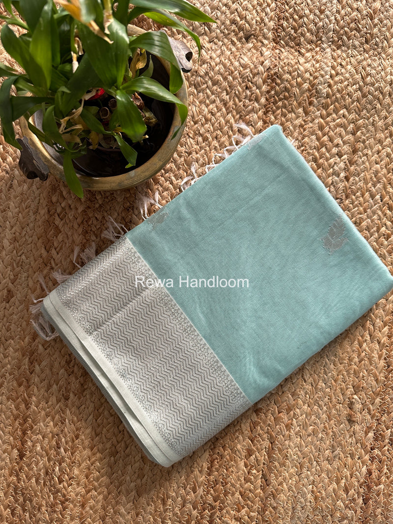 Maheshwari Mint Green Silver Butti Saree SGSB026