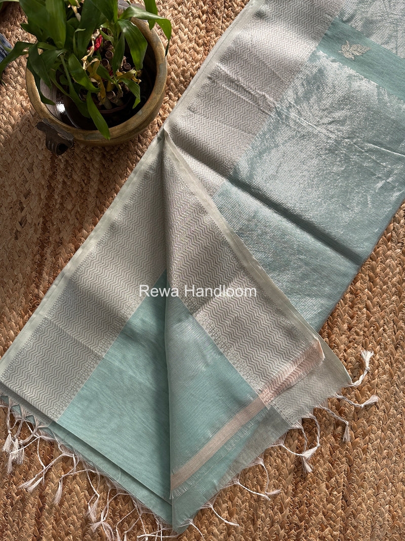 Maheshwari Mint Green Silver Butti Saree SGSB026