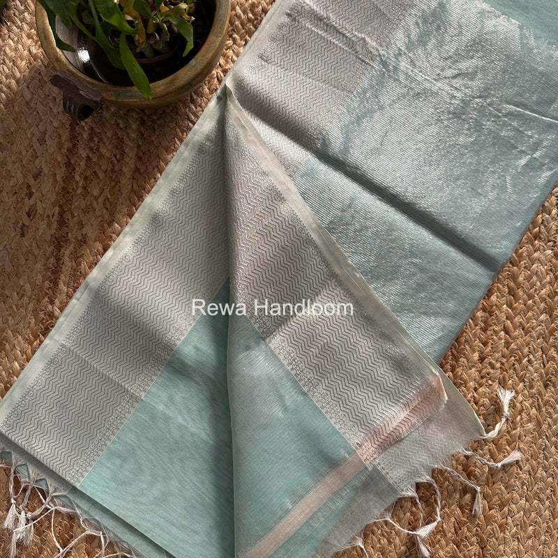 Maheshwari Mint Green Silver Butti Saree SGSB026