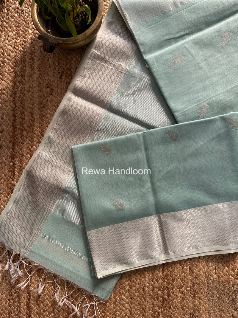 Maheshwari Mint Green Silver Butti Saree SGSB026