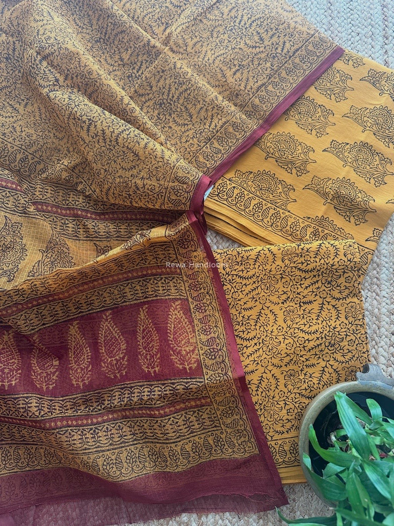 Turmeric Bagh Print Cotton Suit KDS03