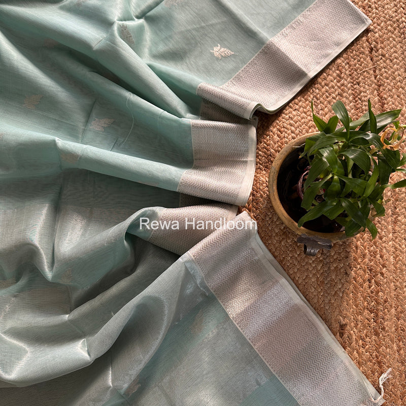 Maheshwari Mint Green Silver Butti Saree SGSB026