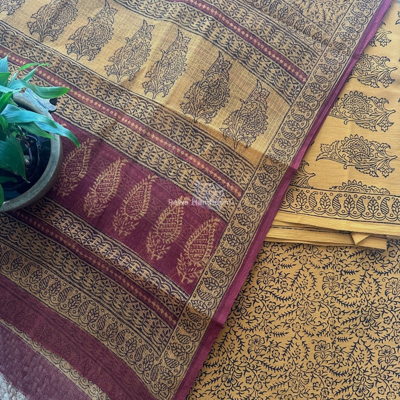 Turmeric Bagh Print Cotton Suit KDS03