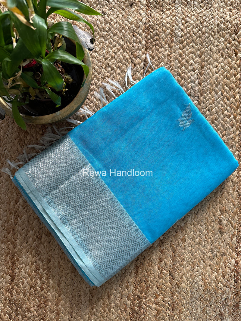 Maheshwari Sky Blue Silver Butti Saree SGSB024