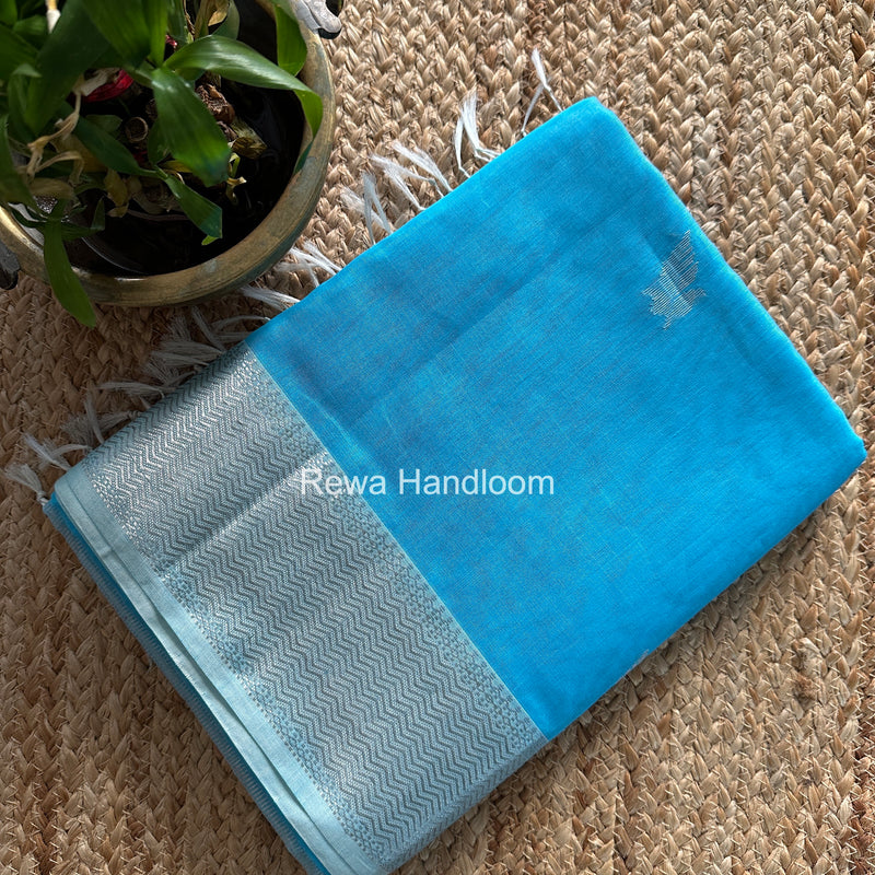 Maheshwari Sky Blue Silver Butti Saree SGSB024