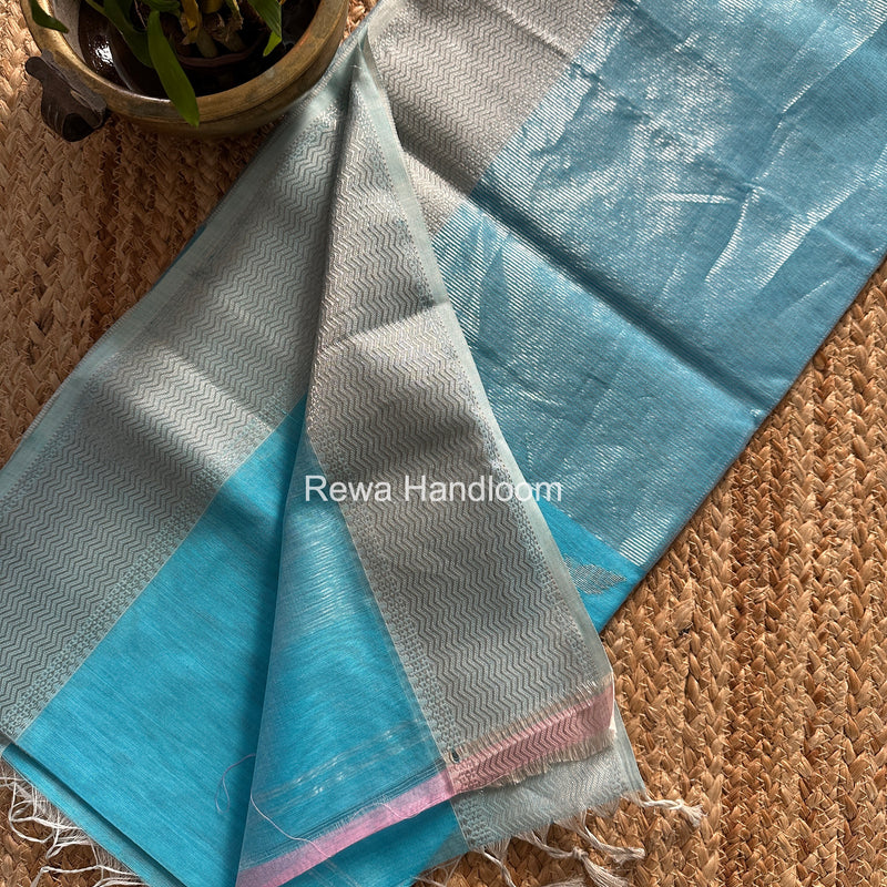 Maheshwari Sky Blue Silver Butti Saree SGSB024