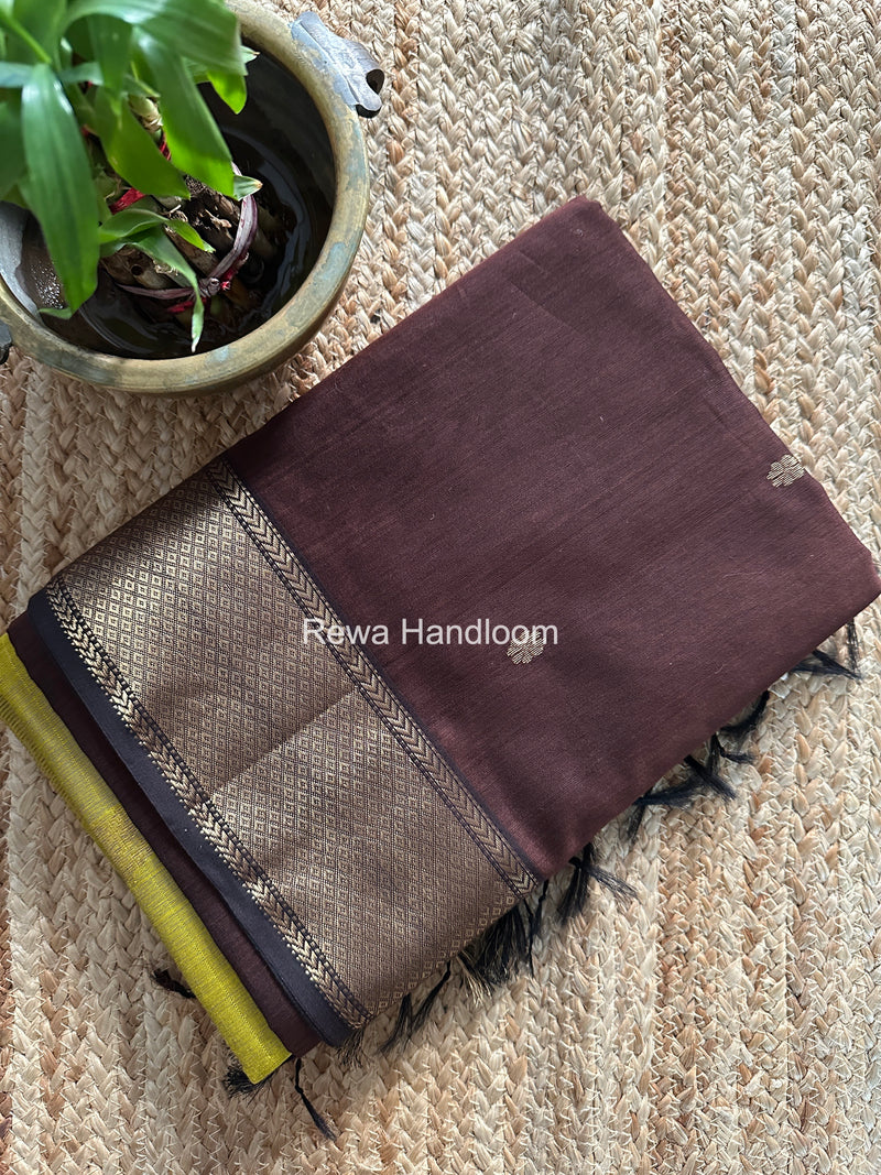 Maheshwari Brown Lotus Butta Saree LBS098