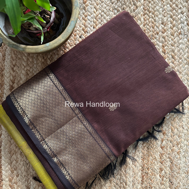 Maheshwari Brown Lotus Butta Saree LBS098