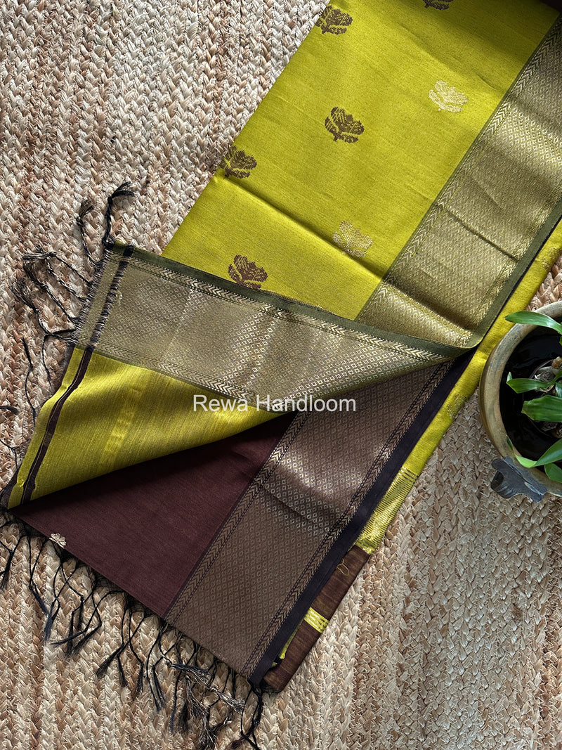Maheshwari Brown Lotus Butta Saree LBS098