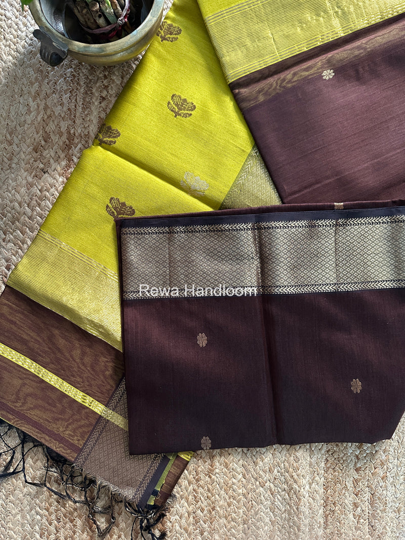 Maheshwari Brown Lotus Butta Saree LBS098