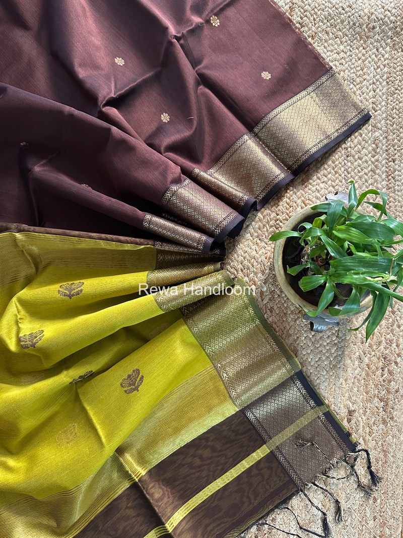 Maheshwari Brown Lotus Butta Saree LBS098