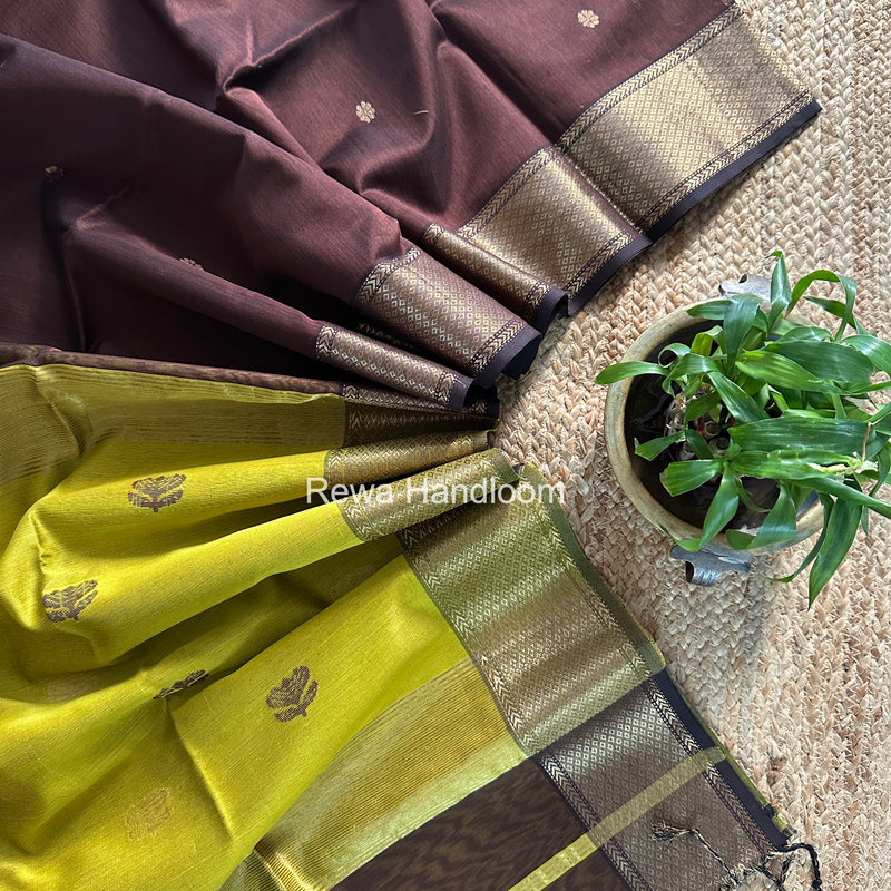 Maheshwari Brown Lotus Butta Saree LBS098
