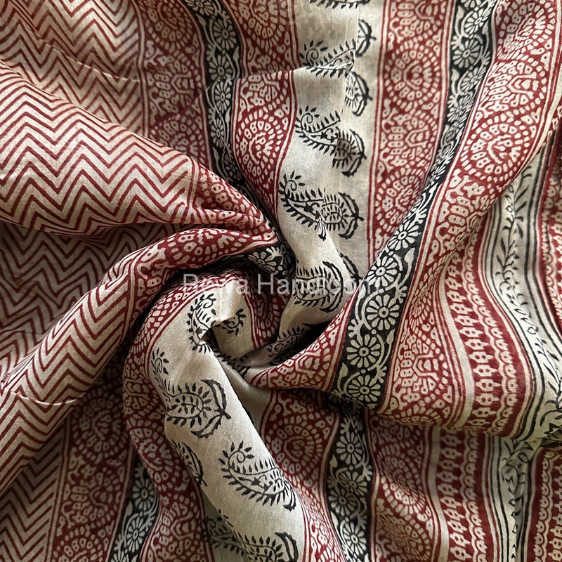 Maheshwari Tussar Bagh Print Saree BPSS037