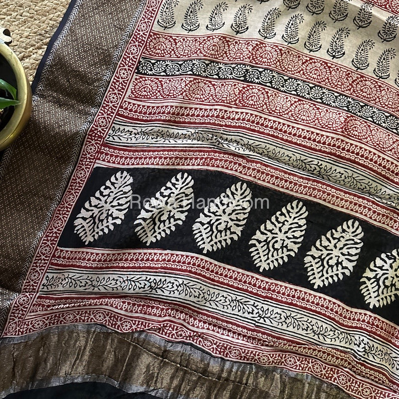 Maheshwari Tussar Bagh Print Saree BPSS037