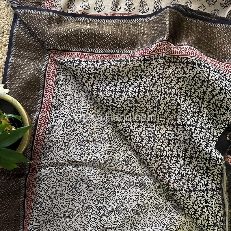 Maheshwari Tussar Bagh Print Saree BPSS037
