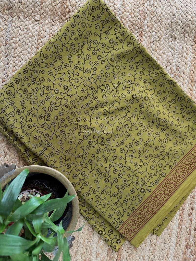 Black-Mehendi Green Bagh Print Cotton Suit KDS05