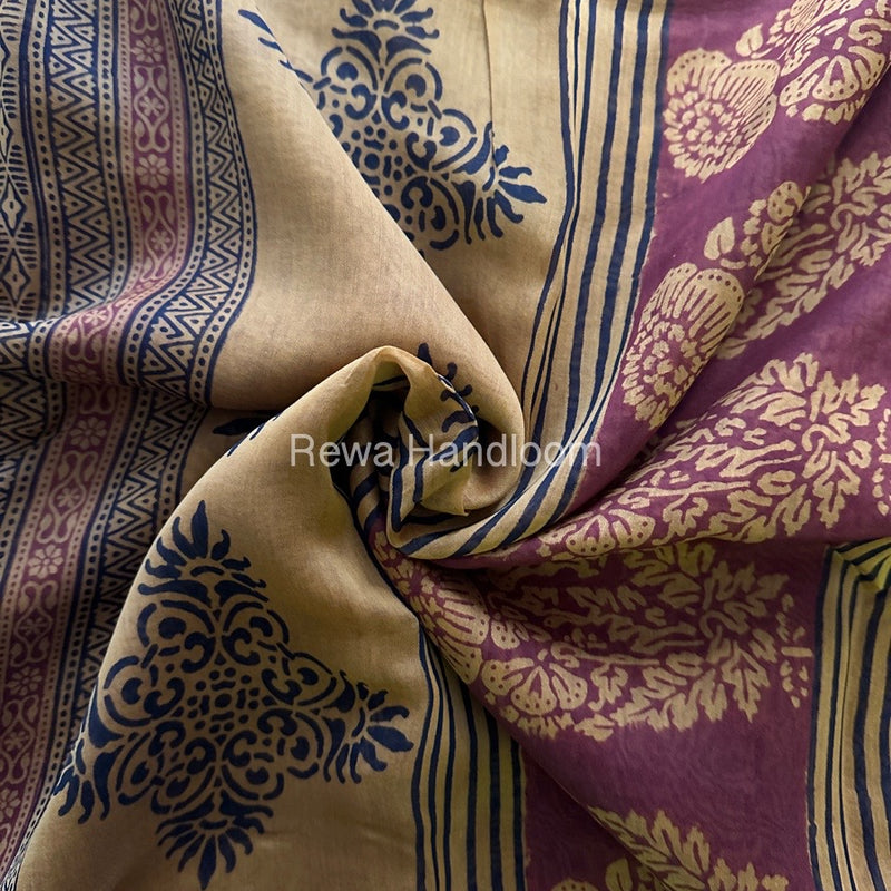 Maheshwari Maroon Bagh Print Saree BPSS048