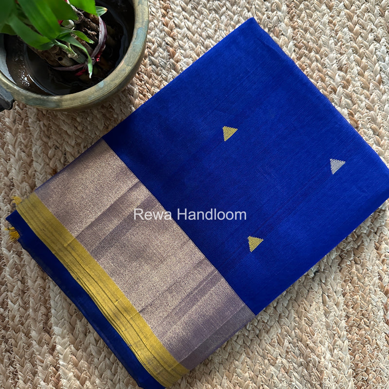 Blue Triangle Butti Maheshwari Saree SB0183