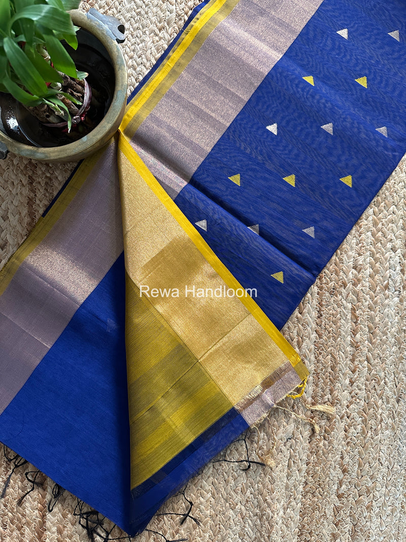 Blue Triangle Butti Maheshwari Saree SB0183
