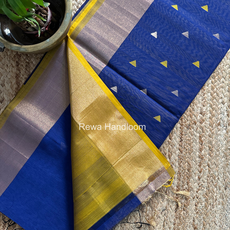 Blue Triangle Butti Maheshwari Saree SB0183