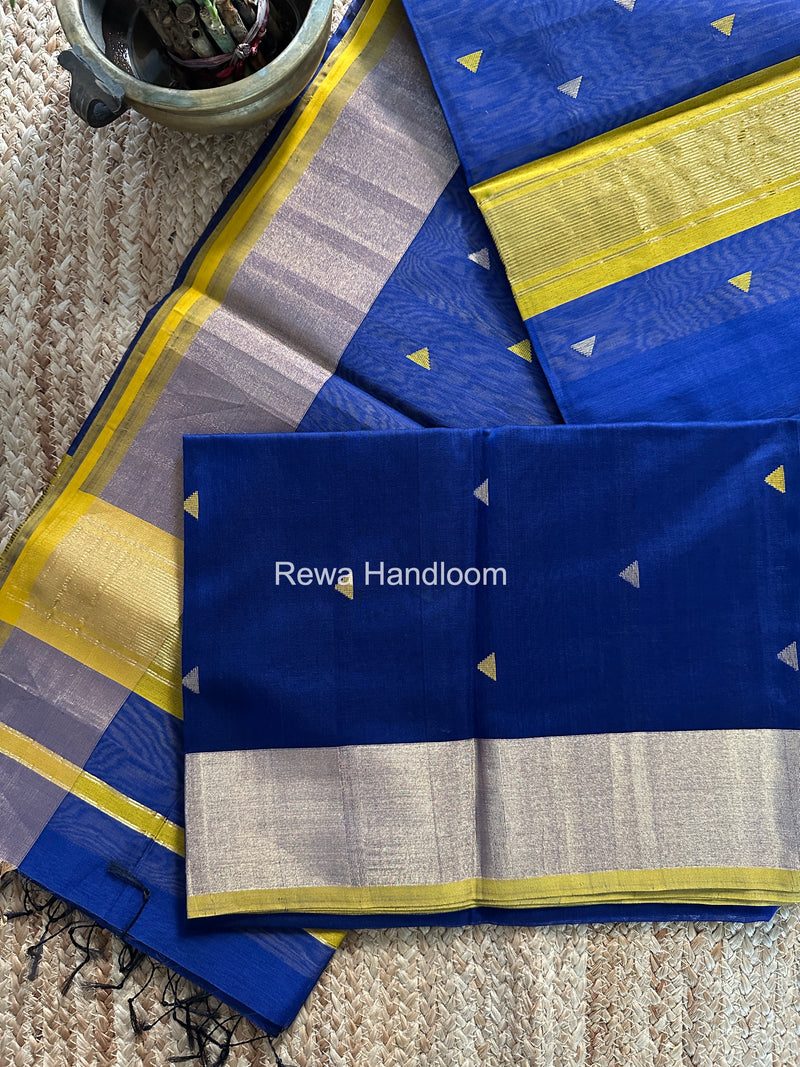 Blue Triangle Butti Maheshwari Saree SB0183