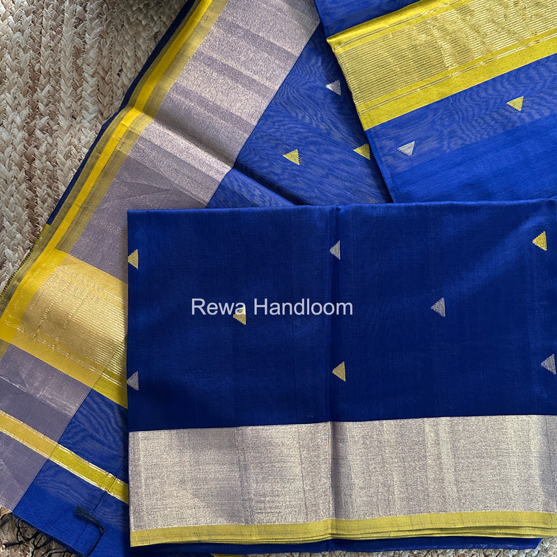Blue Triangle Butti Maheshwari Saree SB0183