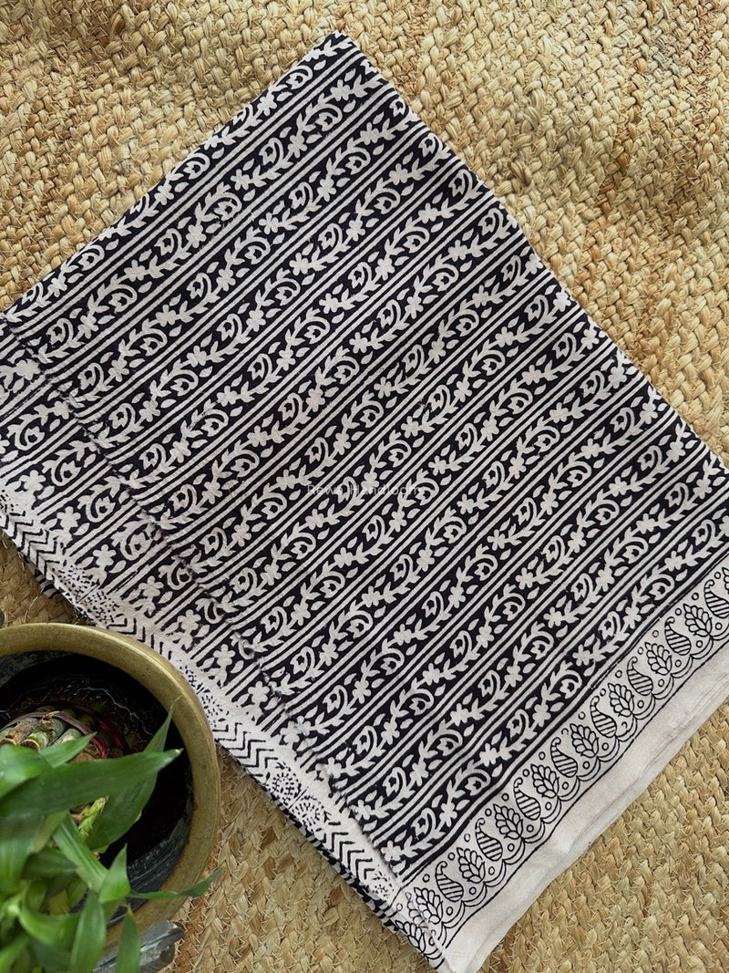 White-Black Bagh Print Cotton Suit KDS04