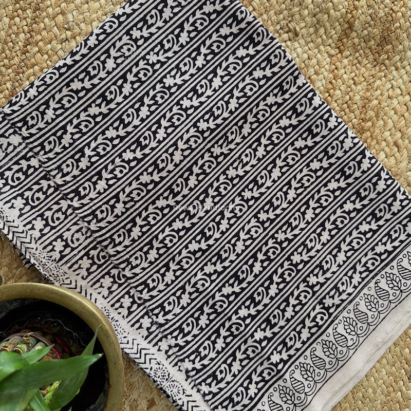 White-Black Bagh Print Cotton Suit KDS04