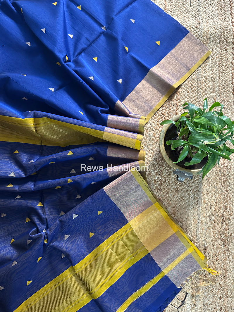 Blue Triangle Butti Maheshwari Saree SB0183