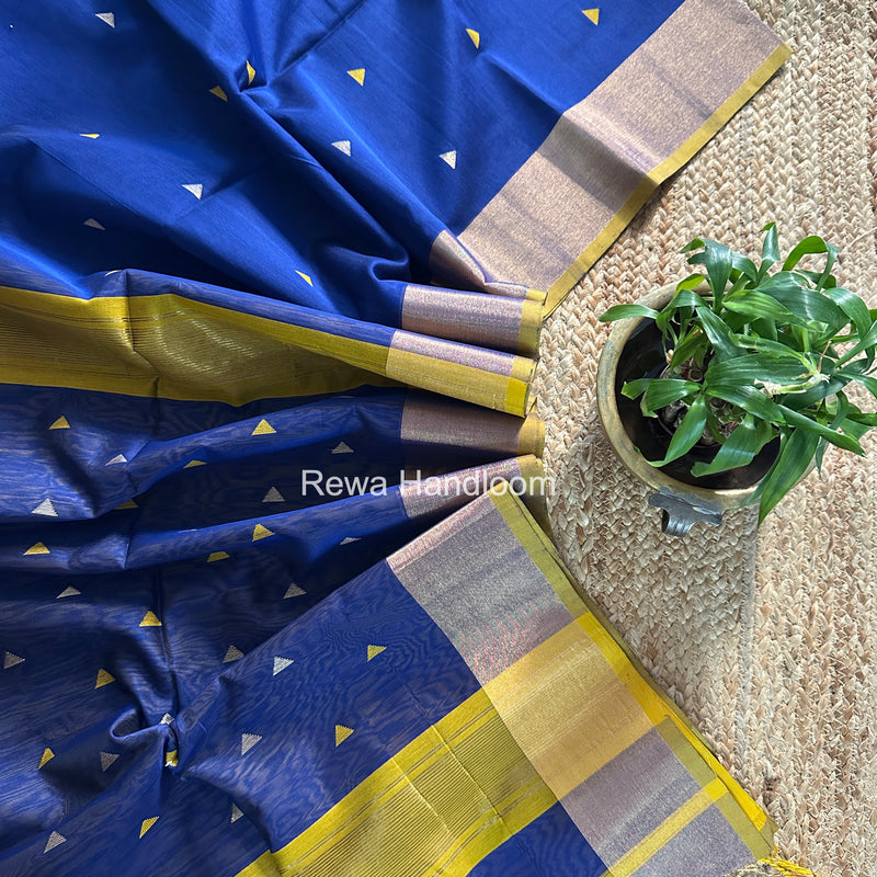 Blue Triangle Butti Maheshwari Saree SB0183