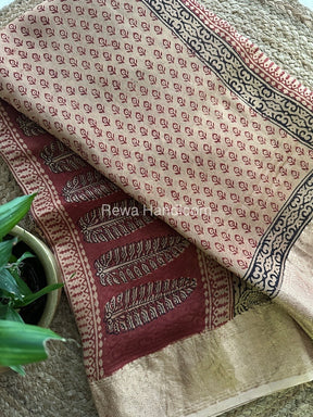 Maheshwari Light Peach Bagh Print Saree BPSS09