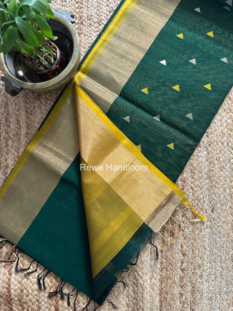 Green Triangle Butti Maheshwari Saree SB0182