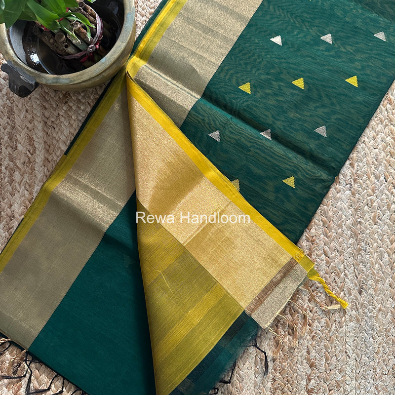 Green Triangle Butti Maheshwari Saree SB0182
