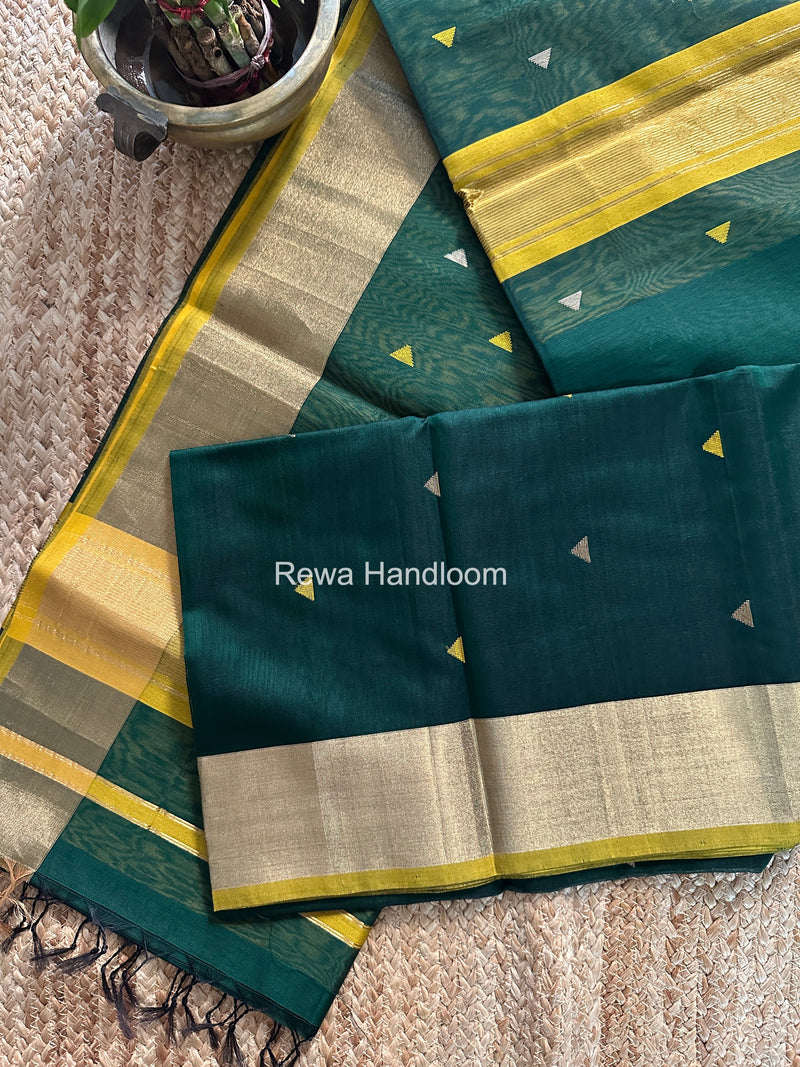 Green Triangle Butti Maheshwari Saree SB0182
