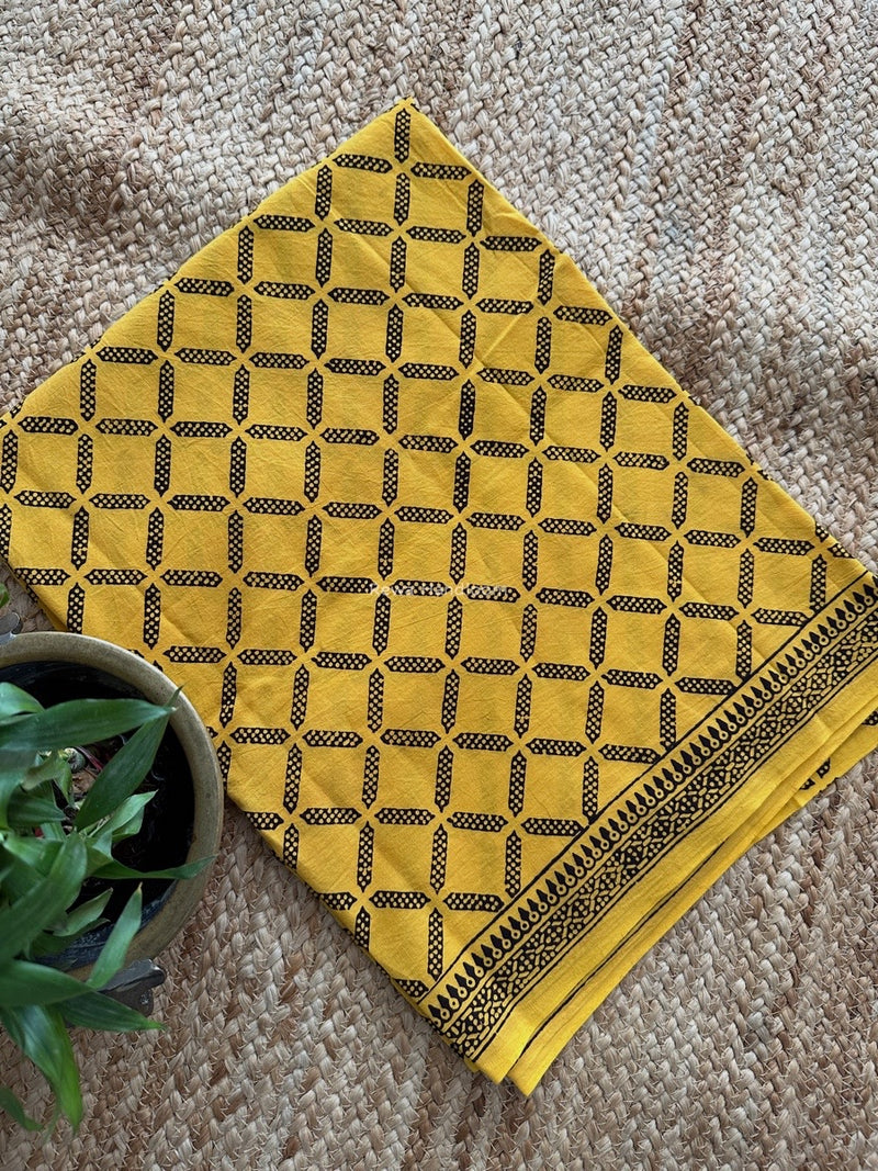 Black-Yellow Bagh Print Cotton Suit KDS010